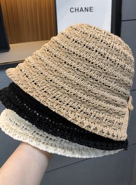 夏季针织透气渔夫帽防晒盆帽