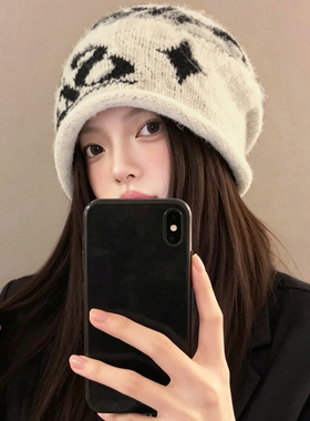 秋冬保暖韩系堆堆针织帽女大头围