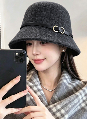 秋冬毛呢渔夫帽女保暖显脸小优雅