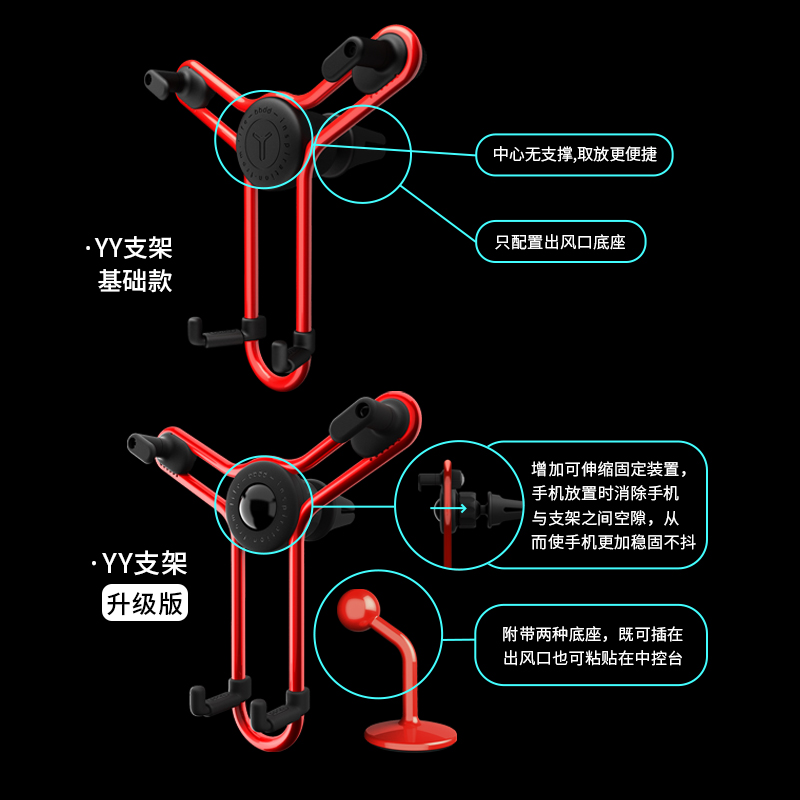 bbdd车载YY手机支架汽车用导航车内出风口中控台粘贴式万能支撑架-图3