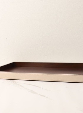 北欧极简皮革收纳托盘样板房办公室卧室客厅书房家居软装饰品