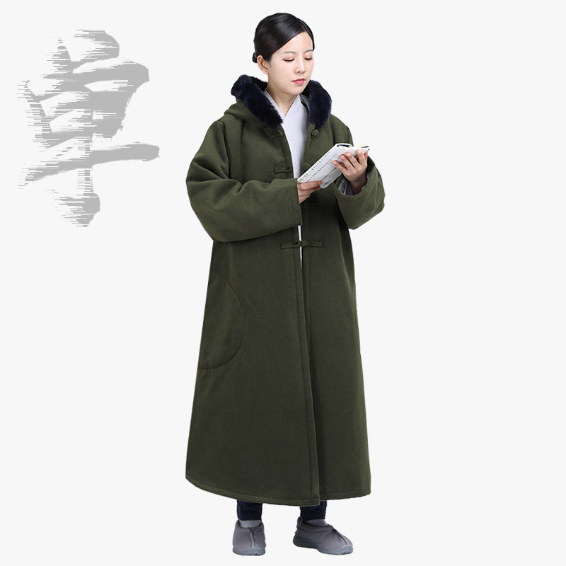 单丽尚远冬季毛领加绒双层毛绒披风 单丽毛呢大衣