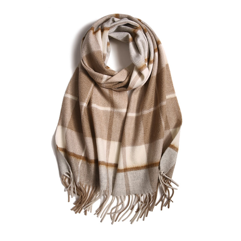 APCSHOP 格子羊绒围巾女秋冬季百搭保暖时尚英伦风通用款男士围脖 - 图3