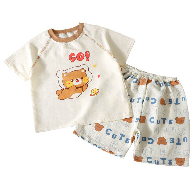 儿童短袖套装男女童夏季短裤宝宝薄款分体夏天衣服中小童休闲夏装