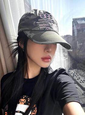 【现货】韩国Aeae迷彩字母刺绣棒球帽ins风小众遮阳防晒鸭舌帽女