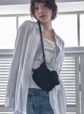 【现货】callmebabysoft可爱卡通猫蝴蝶结丝绒单肩包斜挎包单肩包