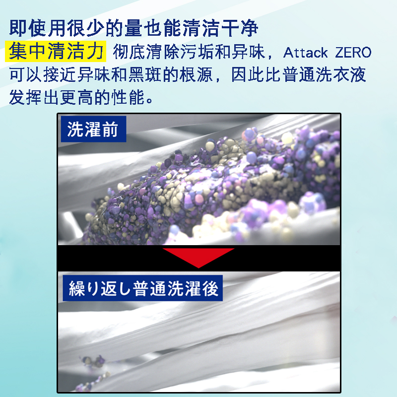 日本原装进口花王attack zero洗衣液按压瓶浓缩强效抗菌补充装 - 图1