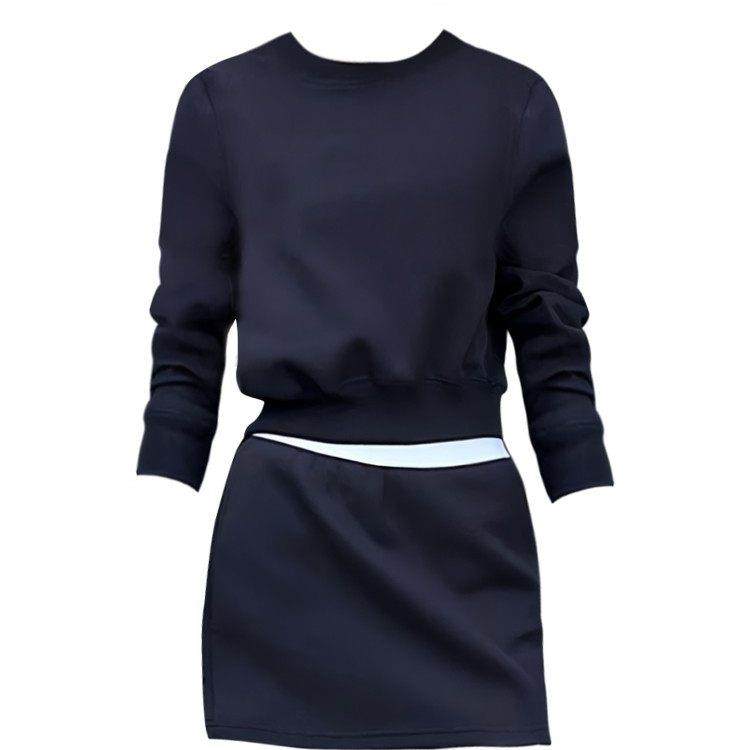 新品香港秋新款辣妹短款纯色收腰卫衣套装女拼接撞色半身裙两件套,淘宝优惠券,粉丝福利购,淘宝优惠卷