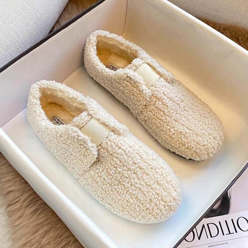 加绒毛毛鞋女冬外穿保暖棉鞋一脚蹬软底豆豆鞋羊羔毛厚底大码女鞋,淘宝优惠券,粉丝福利购,淘宝优惠卷