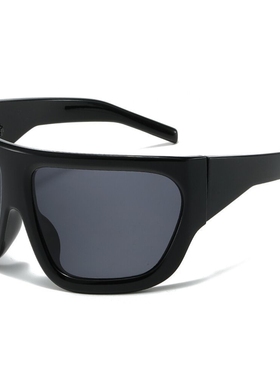 欧美复古风超酷一体大框面具式墨镜凹造型骑行防风太阳镜ins男女