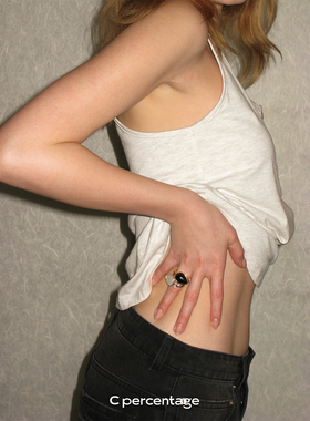 c percentage原创设计光夜系列水滴戒面黑玛瑙白水晶-925纯银戒指