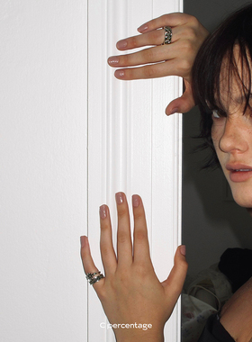 c percentage 浮雕十字花系列仿古工艺做旧立体925银开口尾戒戒指