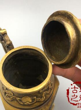 工艺仿古风居家摆件福禄寿铜酒壶