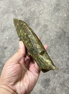 古玉老玉收藏文玩玉器雕刻仿古做旧岫玉把件玉佩吊坠挂件大鱼摆件