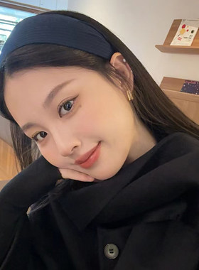韩版宽边针织蓝色发箍女2026新款高级感带齿防滑日常外戴洗脸头箍