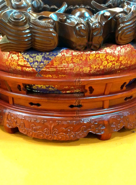 高档架子圆形台湾红花梨木鱼架