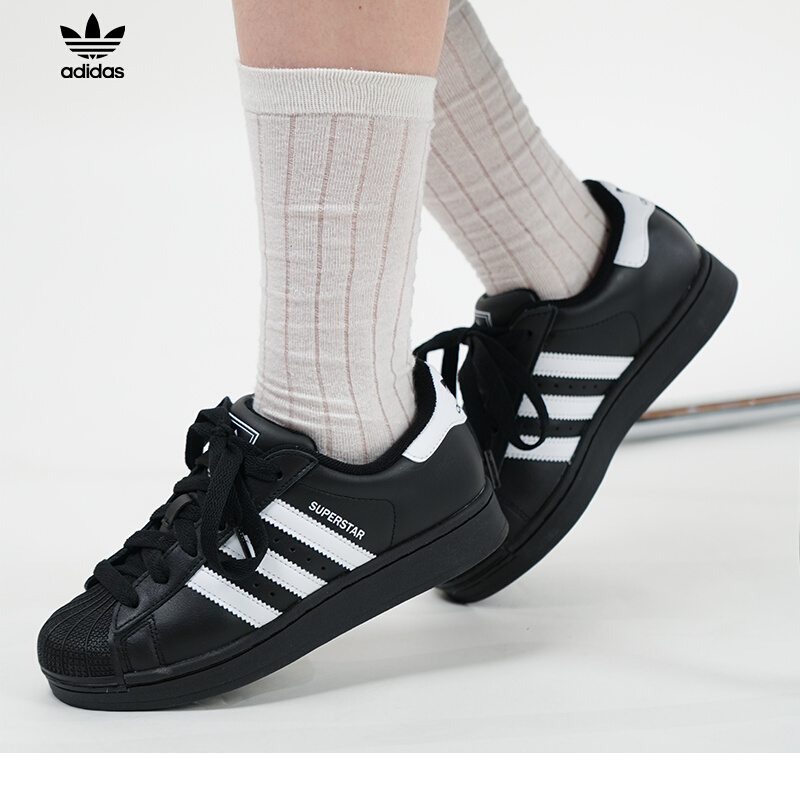 adidas阿迪达斯贝壳头三叶草男鞋女鞋2025新款正品黑色板鞋JI0079 - 图0