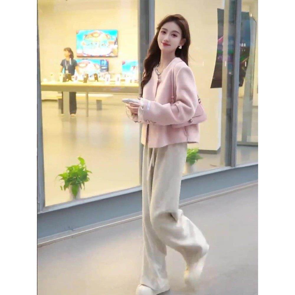 正品2025秋冬新款气质显瘦小香风减龄毛呢外套阔腿裤搭配一整套女,淘宝优惠券,粉丝福利购,淘宝优惠卷