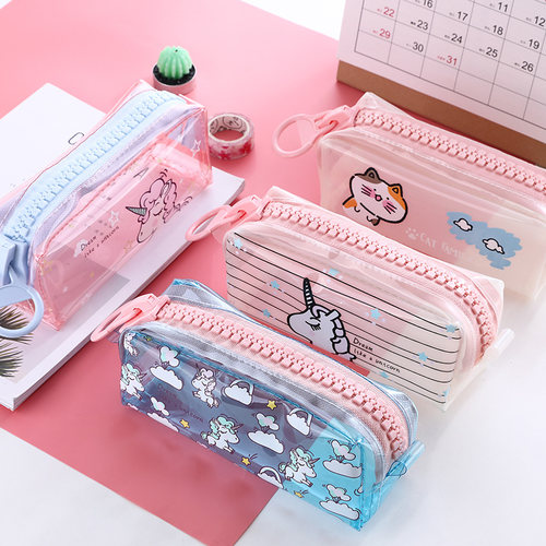 大拉链帆布笔袋大容量卡通可爱ins文具袋个性搞怪铅笔盒学生网红 - 图0
