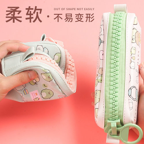 大拉链帆布笔袋大容量卡通可爱ins文具袋个性搞怪铅笔盒学生网红 - 图2