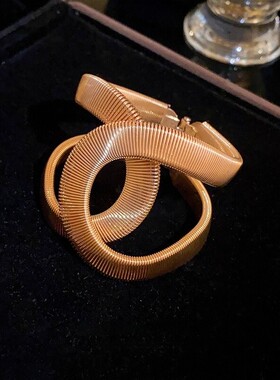 欧美蛇形金色开口手镯轻奢小众设计感精致夸张镯子女个性手环手饰
