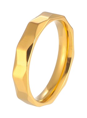 希音 欧美新品 素圈菱形钛钢戒指 时尚简约韩版批花戒指环手饰品