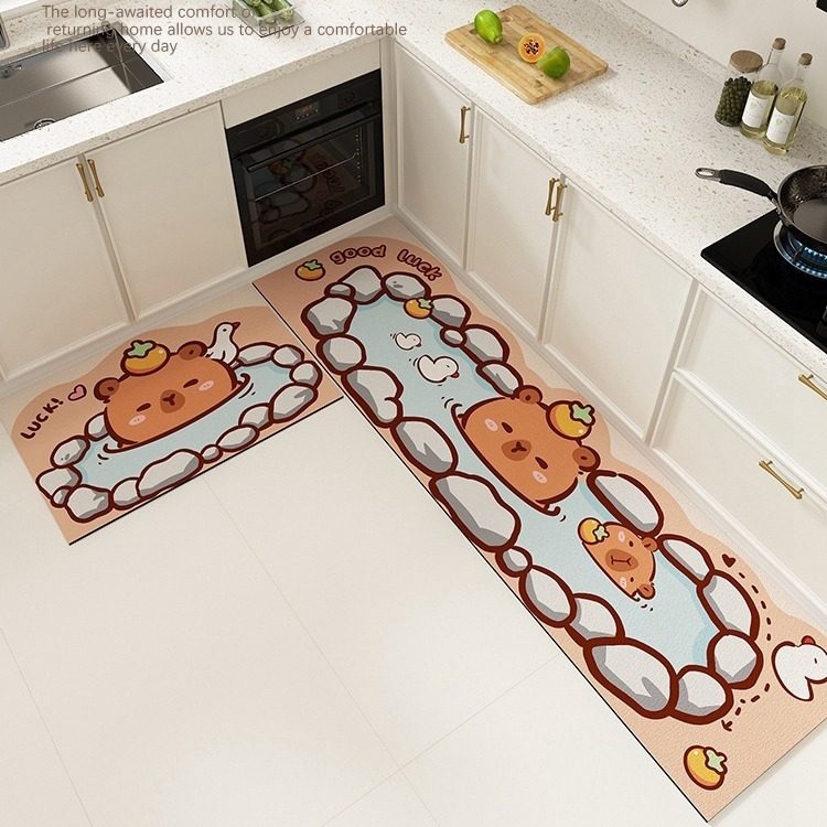 卡皮巴拉豚鼠硅藻泥厨房家用吸油防滑两件套地耐脏易打理脚,淘宝优惠券,粉丝福利购,淘宝优惠卷