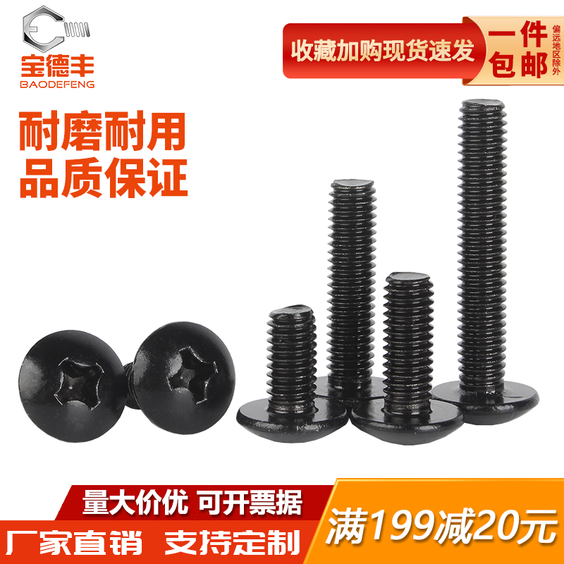 黑色304不锈钢十字大扁头螺丝蘑菇圆头螺栓伞头机螺钉M3M4M5M6M8 - 图0