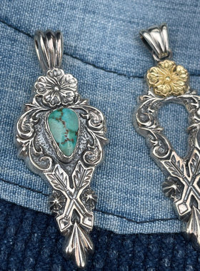 3D立体唐草弓箭图腾吊坠