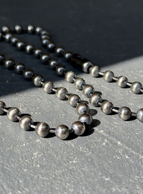 手打特大号硫化做旧银球全银项链