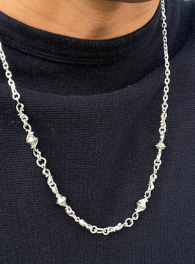 全银高肉唐草花球蔓藤拼接项链