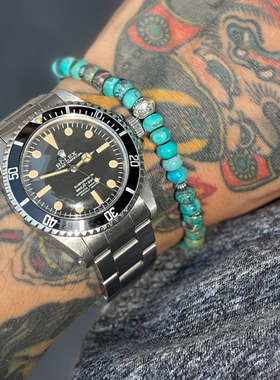 松石银籽珠925银球复古手链