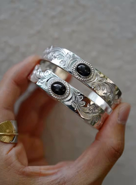 复古手打唐草NAVAJO全银手镯