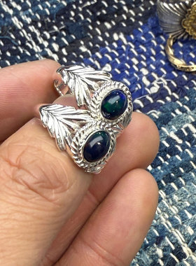 Dear Blossom 新设计单品 镂空橄榄枝黑欧泊复古全银戒指