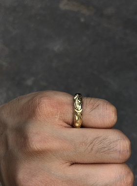 全18K金熔岩立体高肉唐草戒指