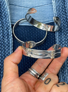 收尾设计日本手打全银复古手镯