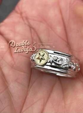 3D高肉立体唐草全银戒指