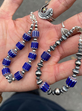 雪佛兰贸易珠银珠复古银手链