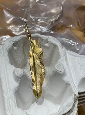 纯正手打22K金全金金绳羽毛