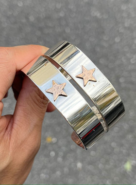 1美元焊接铜币五星厚切平打手镯