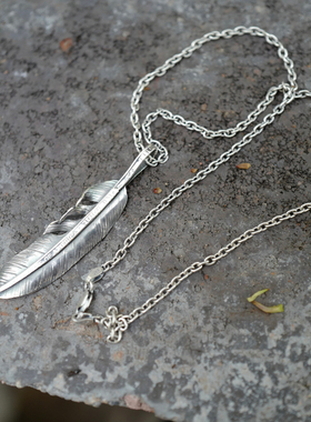 自由之翼大号羽毛吊坠项链