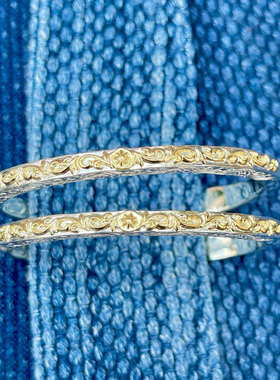 三面高肉立体唐草日本手打手镯