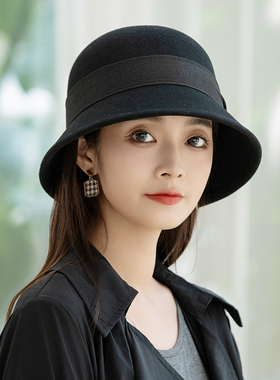 羊毛冬季渔夫帽女显脸小百搭礼帽