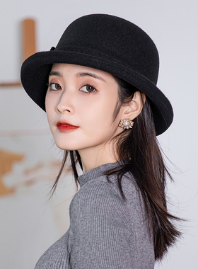 羊毛冬季帽子女款2026新款渔夫帽