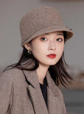 羊毛保暖帽子女秋冬百搭鸭舌帽女