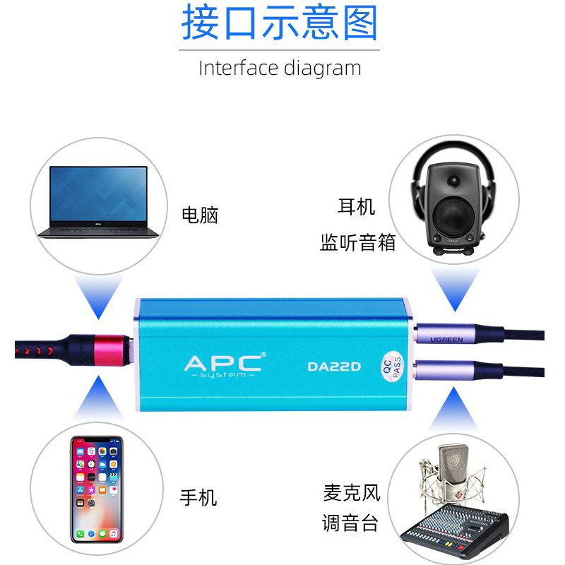 手机电脑立体声专业数字音频接口安卓苹果手机效果器直播录音专用