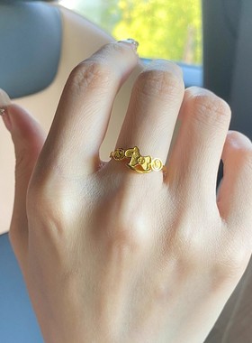 小红书爆款仿黄金马上有钱戒指女轻奢小众设计高级感指环新款