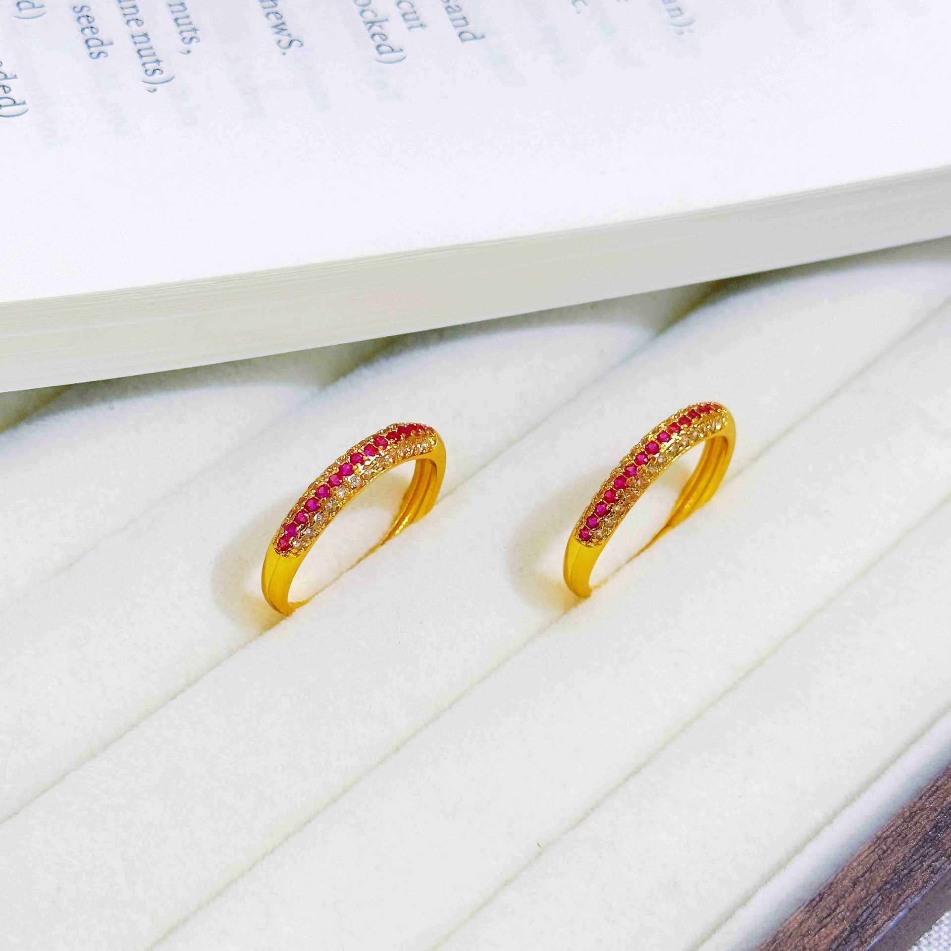 新款沙金饰品鸽血红排钻戒指高级感精致时尚指环首饰金店同款,淘宝优惠券,粉丝福利购,淘宝优惠卷