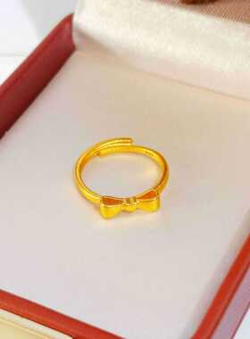 沙金古法蝴蝶结戒指在逃公主女款简约爱心开口指环耳环小众轻奢