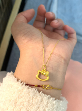 小红书同款仿黄金HelloKitty镂空猫咪项链轻奢时尚简约百搭锁骨链
